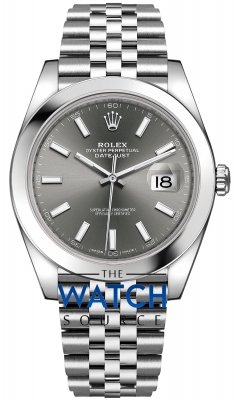 Buy this new Rolex Datejust 41mm Stainless Steel 126300 Dark Rhodium Index Jubilee mens watch for the discount price of £10,700.00. UK Retailer.