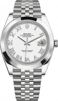 Buy this new Rolex Datejust 41mm Stainless Steel 126300 White Roman Jubilee mens watch for the discount price of £10,550.00. UK Retailer.