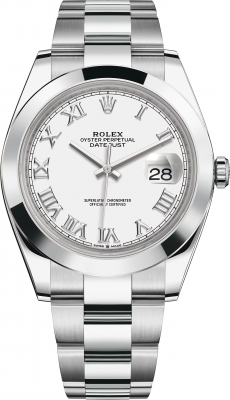 Buy this new Rolex Datejust 41mm Stainless Steel 126300 White Roman Oyster mens watch for the discount price of £10,400.00. UK Retailer.