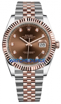 Buy this new Rolex Datejust 41mm Steel and Everose Gold 126331 Chocolate Diamond Jubilee mens watch for the discount price of £16,600.00. UK Retailer.