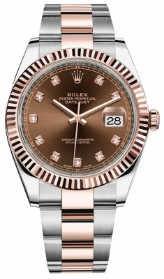 Buy this new Rolex Datejust 41mm Steel and Everose Gold 126331 Chocolate Diamond Oyster mens watch for the discount price of £16,400.00. UK Retailer.