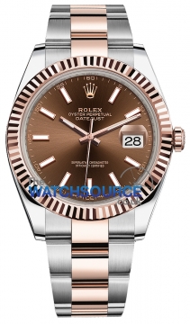 Buy this new Rolex Datejust 41mm Steel and Everose Gold 126331 Chocolate Index Oyster mens watch for the discount price of £14,500.00. UK Retailer.