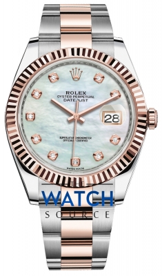 Rolex Datejust 41mm Steel and Everose Gold 126331 MOP Diamond Oyster watch
