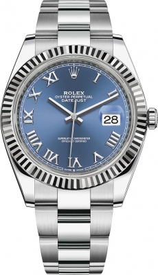 Buy this new Rolex Datejust 41mm Stainless Steel 126334 Blue Roman Oyster mens watch for the discount price of £12,300.00. UK Retailer.