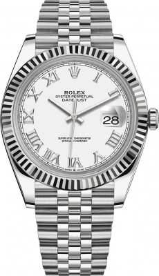 Rolex Datejust 41mm Stainless Steel 126334 White Roman Jubilee watch