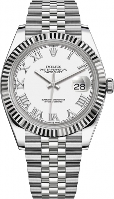 Buy this new Rolex Datejust 41mm Stainless Steel 126334 White Roman Jubilee mens watch for the discount price of £12,400.00. UK Retailer.