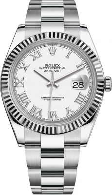 Rolex Datejust 41mm Stainless Steel 126334 White Roman Oyster watch