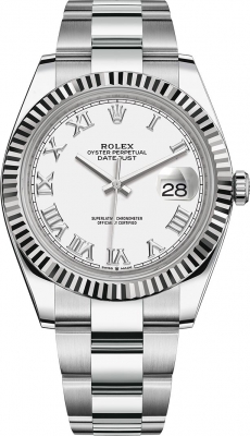 Buy this new Rolex Datejust 41mm Stainless Steel 126334 White Roman Oyster mens watch for the discount price of £12,300.00. UK Retailer.