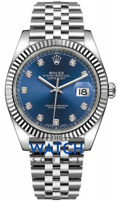 Buy this new Rolex Datejust 41mm Stainless Steel 126334 Blue Diamond Jubilee mens watch for the discount price of £14,700.00. UK Retailer.