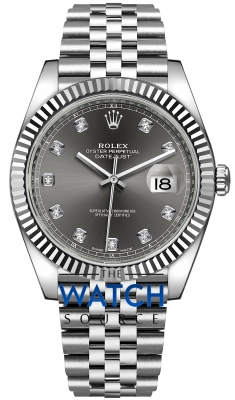 Rolex Datejust 41mm Stainless Steel 126334 Dark Rhodium Diamond Jubilee watch