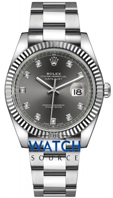 Rolex Datejust 41mm Stainless Steel 126334 Dark Rhodium Diamond Oyster watch