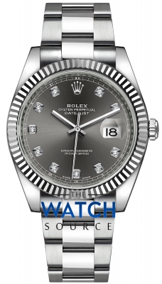 Buy this new Rolex Datejust 41mm Stainless Steel 126334 Dark Rhodium Diamond Oyster mens watch for the discount price of £14,400.00. UK Retailer.