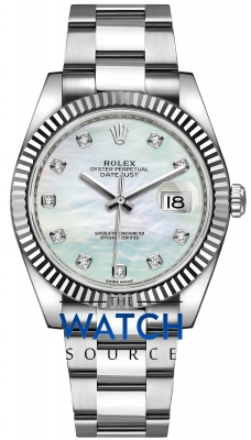 Buy this new Rolex Datejust 41mm Stainless Steel 126334 MOP Diamond Oyster mens watch for the discount price of £17,800.00. UK Retailer.