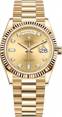 Rolex Day-Date 36mm Yellow Gold 128238 Champagne Diamond watch