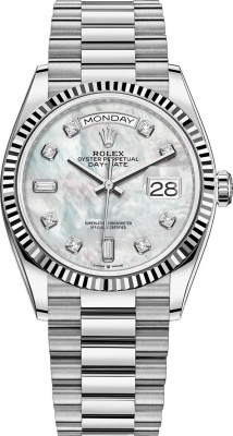Rolex Day-Date 36mm White Gold 128239 MOP Diamond watch