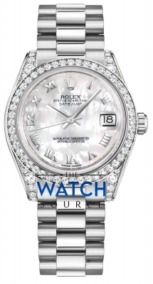 Buy this new Rolex Datejust 31mm White Gold 178159 MOP Roman President ladies watch for the discount price of £38,043.00. UK Retailer.