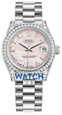 Buy this new Rolex Datejust 31mm White Gold 178159 Pink MOP Roman President ladies watch for the discount price of £38,043.00. UK Retailer.