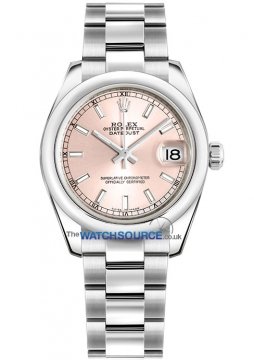Buy this new Rolex Datejust 31mm Stainless Steel 178240 Pink Index Oyster ladies watch for the discount price of £6,000.00. UK Retailer.
