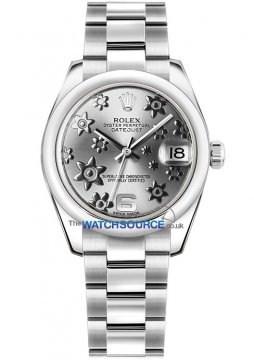 Buy this new Rolex Datejust 31mm Stainless Steel 178240 Rhodium Floral Oyster ladies watch for the discount price of £6,000.00. UK Retailer.