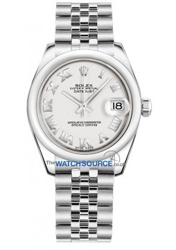 Buy this new Rolex Datejust 31mm Stainless Steel 178240 White Roman Jubilee ladies watch for the discount price of £6,100.00. UK Retailer.