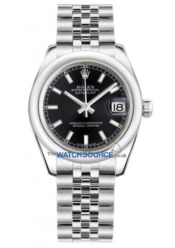 Buy this new Rolex Datejust 31mm Stainless Steel 178240 Black Index Jubilee ladies watch for the discount price of £6,100.00. UK Retailer.