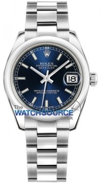 Buy this new Rolex Datejust 31mm Stainless Steel 178240 Blue Index Oyster ladies watch for the discount price of £6,000.00. UK Retailer.