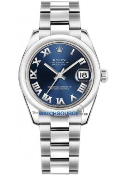 Buy this new Rolex Datejust 31mm Stainless Steel 178240 Blue Roman Oyster ladies watch for the discount price of £6,000.00. UK Retailer.