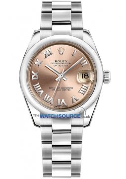 Buy this new Rolex Datejust 31mm Stainless Steel 178240 Pink Roman Oyster ladies watch for the discount price of £6,000.00. UK Retailer.