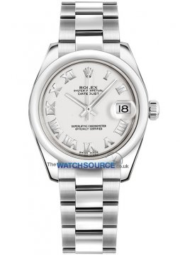 Buy this new Rolex Datejust 31mm Stainless Steel 178240 White Roman Oyster ladies watch for the discount price of £6,000.00. UK Retailer.