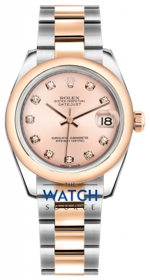 Buy this new Rolex Datejust 31mm Stainless Steel and Rose Gold 178241 Pink Diamond Oyster ladies watch for the discount price of £9,651.00. UK Retailer.