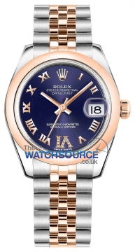 Buy this new Rolex Datejust 31mm Stainless Steel and Rose Gold 178241 Purple VI Roman Jubilee ladies watch for the discount price of £9,357.00. UK Retailer.