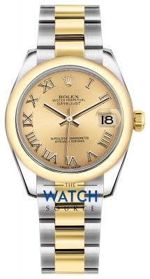 Buy this new Rolex Datejust 31mm Stainless Steel and Yellow Gold 178243 Champagne Roman Oyster ladies watch for the discount price of &pound;7,835.00. UK Retailer.