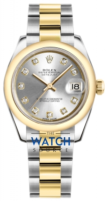 Buy this new Rolex Datejust 31mm Stainless Steel and Yellow Gold 178243 Silver Diamond Oyster ladies watch for the discount price of £9,431.00. UK Retailer.