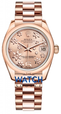 Buy this new Rolex Datejust 31mm Everose Gold 178245 Pink Floral President ladies watch for the discount price of £24,094.00. UK Retailer.