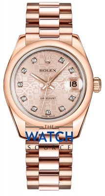 Buy this new Rolex Datejust 31mm Everose Gold 178245 Pink Jubilee Diamond President ladies watch for the discount price of £25,695.00. UK Retailer.