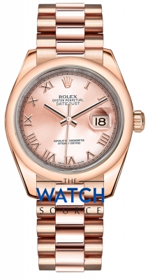 Buy this new Rolex Datejust 31mm Everose Gold 178245 Pink Roman President ladies watch for the discount price of £24,094.00. UK Retailer.