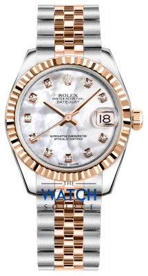 Buy this new Rolex Datejust 31mm Stainless Steel and Rose Gold 178271 White MOP Diamond Jubilee ladies watch for the discount price of &pound;12,245.00. UK Retailer.