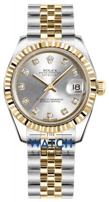 Buy this new Rolex Datejust 31mm Stainless Steel and Yellow Gold 178273 Silver Diamond Jubilee ladies watch for the discount price of £9,982.00. UK Retailer.