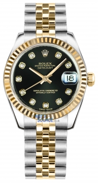 Buy this new Rolex Datejust 31mm Stainless Steel and Yellow Gold 178273 Black Diamond Jubilee ladies watch for the discount price of £9,908.00. UK Retailer.
