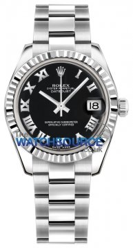 Buy this new Rolex Datejust 31mm Stainless Steel 178274 Black Roman Oyster ladies watch for the discount price of &pound;7,000.00. UK Retailer.