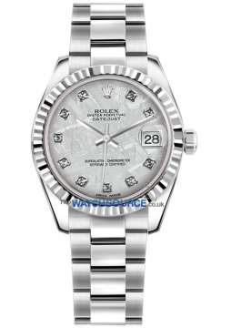 Buy this new Rolex Datejust 31mm Stainless Steel 178274 Meteorite Diamond Oyster ladies watch for the discount price of £9,900.00. UK Retailer.