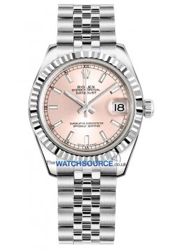 Buy this new Rolex Datejust 31mm Stainless Steel 178274 Pink Index Jubilee ladies watch for the discount price of &pound;7,000.00. UK Retailer.