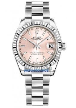 Buy this new Rolex Datejust 31mm Stainless Steel 178274 Pink Index Oyster ladies watch for the discount price of £7,000.00. UK Retailer.