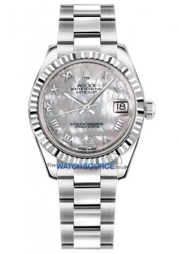 Buy this new Rolex Datejust 31mm Stainless Steel 178274 White MOP VI Roman Oyster ladies watch for the discount price of £9,600.00. UK Retailer.