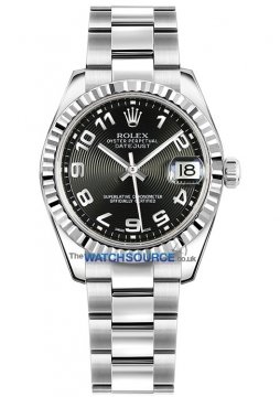 Buy this new Rolex Datejust 31mm Stainless Steel 178274 Black Concentric Arabic Oyster ladies watch for the discount price of £7,000.00. UK Retailer.