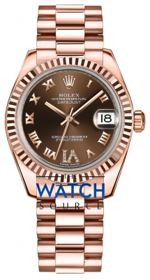 Buy this new Rolex Datejust 31mm Everose Gold 178275 Chocolate VI Roman President ladies watch for the discount price of £25,417.00. UK Retailer.