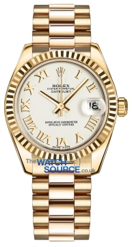 Buy this new Rolex Datejust 31mm Yellow Gold 178278 White Roman President ladies watch for the discount price of £21,135.00. UK Retailer.