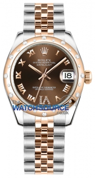 Buy this new Rolex Datejust 31mm Stainless Steel and Rose Gold 178341 Chocolate VI Roman Jubilee ladies watch for the discount price of £12,518.00. UK Retailer.