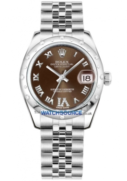 Buy this new Rolex Datejust 31mm Stainless Steel 178344 Bronze VI Roman Jubilee ladies watch for the discount price of £11,000.00. UK Retailer.