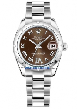 Buy this new Rolex Datejust 31mm Stainless Steel 178344 Bronze VI Roman Oyster ladies watch for the discount price of £11,000.00. UK Retailer.